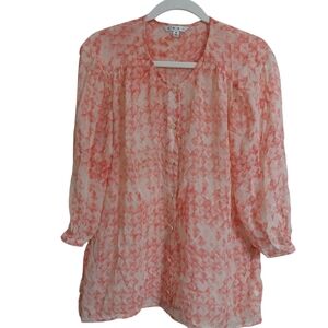CAbi Coral Abstract Blouse